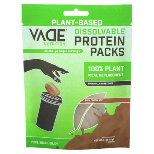 Растворимые Протеиновые Пакеты, 100% Растительная Замена Пищи, Богатый Шоколад - 44г - Vade Nutrition Vade Nutrition