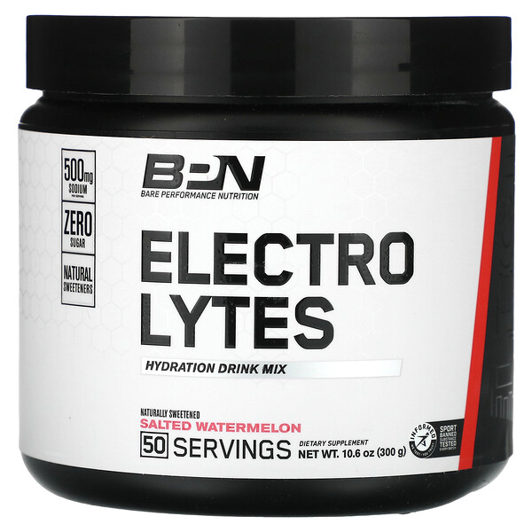 Electrolytes, Смесь для гидратации напитков, соленый арбуз, 10,6 унций (300 г) Bare Performance Nutrition