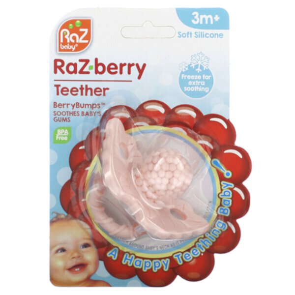 Прорезыватель RaZ-berry, от 3 месяцев, розовый, 1 шт. RAZBaby