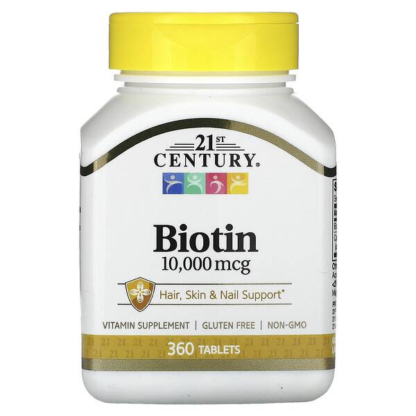 Биотин - 10000 мкг - 360 таблеток - 21st Century 21st Century