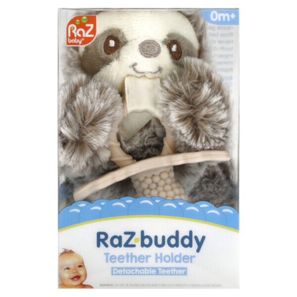 RaZ-Buddy, Держатель для прорезывателя, съемный прорезыватель, для детей от 0 месяцев, ленивец, 1 шт. RAZBaby