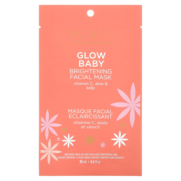 Glow Baby, Осветляющая косметическая маска для лица, 1 тканевая маска, 18 мл (0,6 жидк. унции) Pacifica
