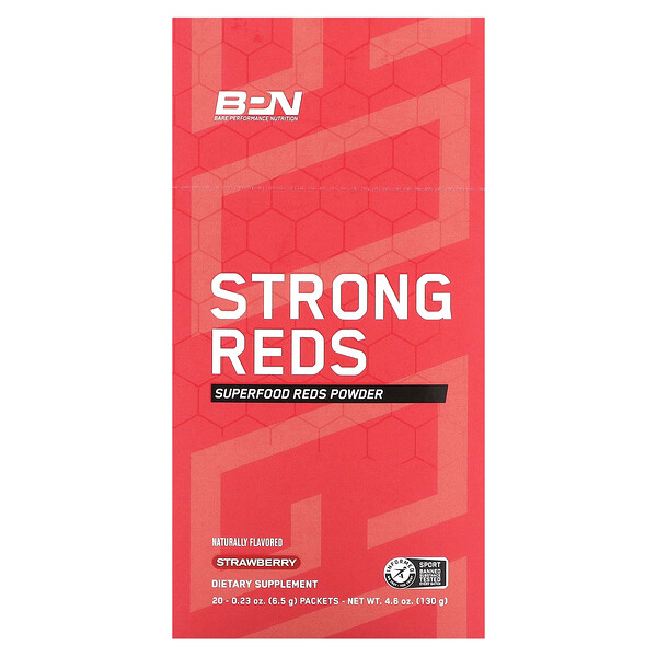 Strong Reds, клубника, 20 пакетов по 0,23 унции (6,5 г) каждый Bare Performance Nutrition