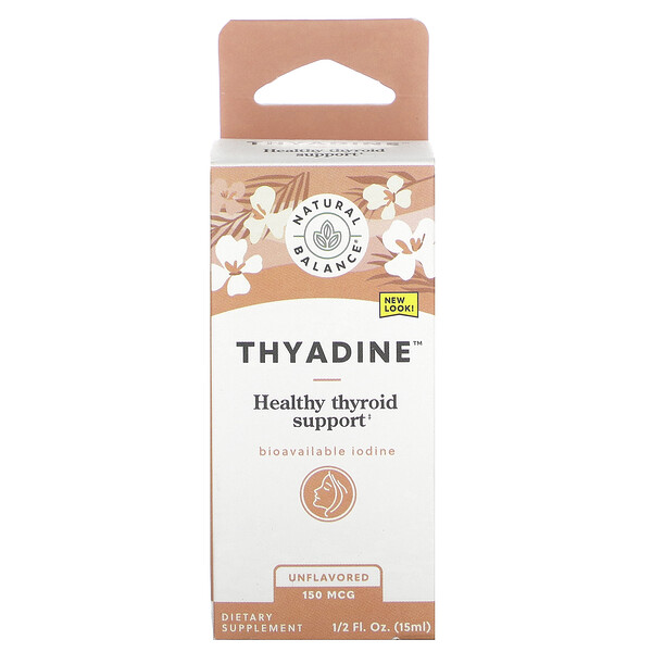 Тиадин, Здоровая поддержка щитовидной железы, без ароматизаторов, 150 мкг, 0,5 жидких унции (15 мл) Natural Balance