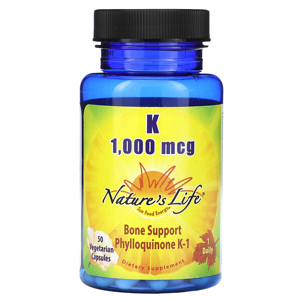 Витамин К - 1000 мкг - 50 вегетарианских капсул - Nature's Life Nature's Life
