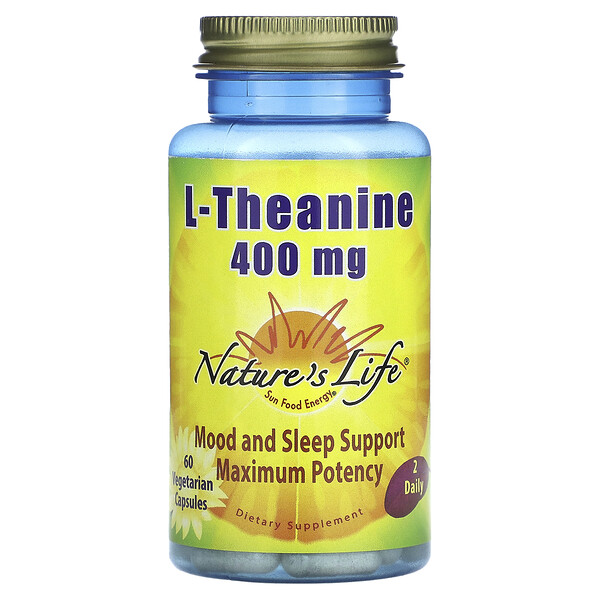 L-теанин, 400 мг, 60 вегетарианских капсул (200 мг на капсулу) Nature's Life