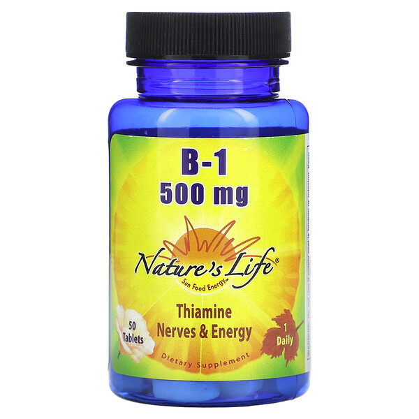 B-1, 500 mg, 50 Tablets (Таблетки) Nature's Life