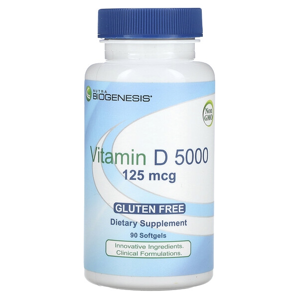 Витамин D 5000 - 125 мкг - 90 мягких капсул - Nutra BioGenesis Nutra BioGenesis