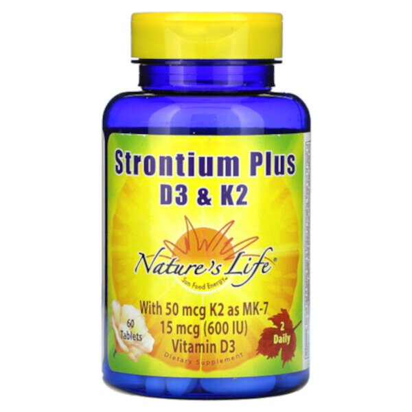 Strontium Plus D3 &K2, 60 Tablets (Таблетки) Nature's Life