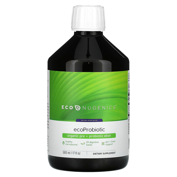 EcoProbiotic, Органический эликсир пре + пробиотик, натуральные ягоды, 17 жидких унций (500 мл) Econugenics