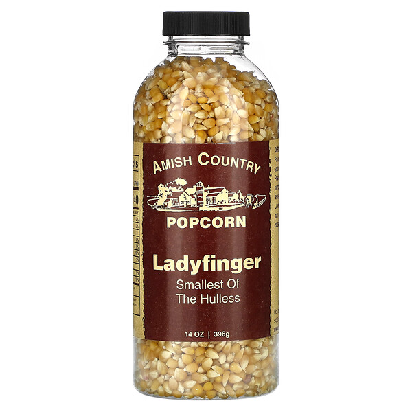 Попкорн Ladyfinger, 396 г, без ГМО, кошерный, подходит для людей с чувствительными зубами Amish Country Popcorn