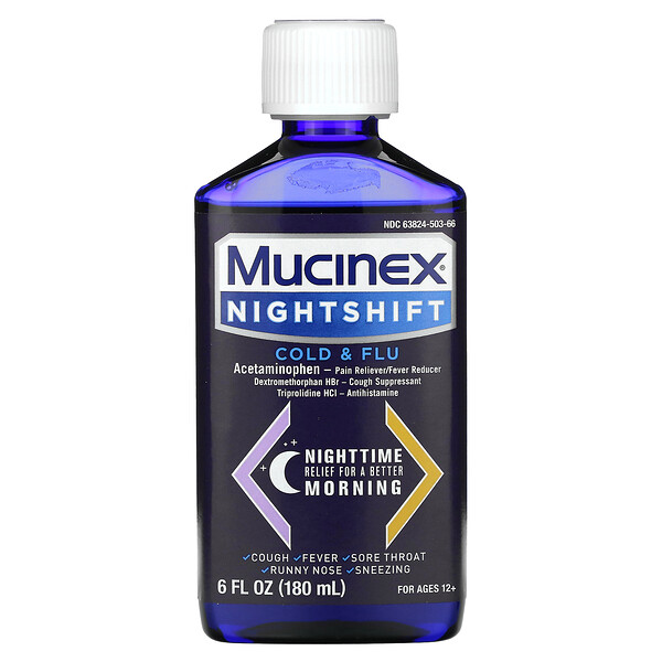 Nightshift, Простуда и грипп, для детей от 12 лет, 6 жидких унций (180 мл) Mucinex