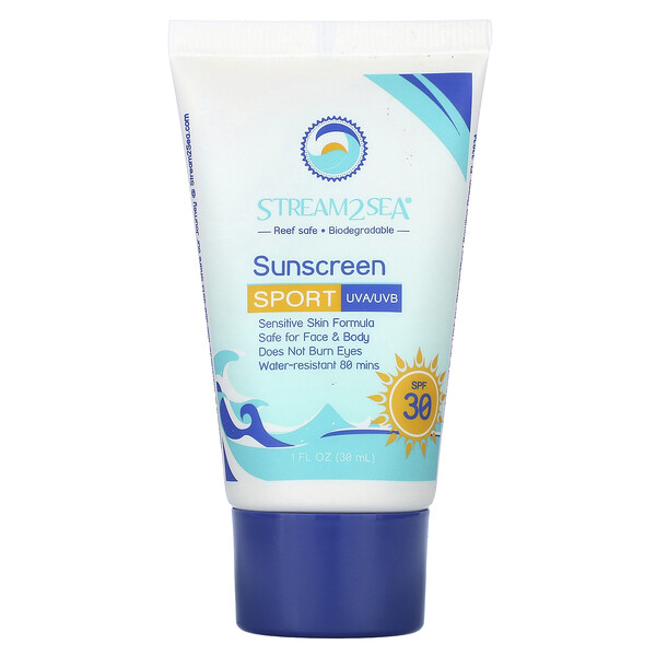 Sunscreen, Sport, SPF 30, 1 fl oz (30 ml) Stream2Sea