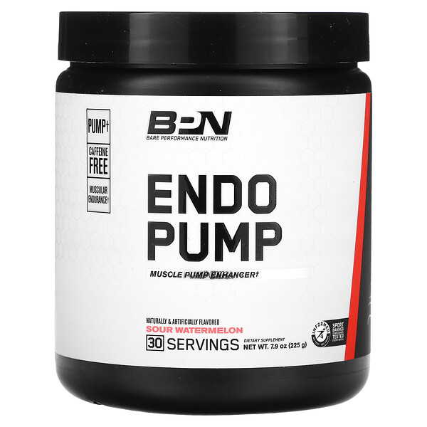 Endo Pump, Усилитель мышечной накачки, кислый арбуз, 7,9 унции (225 г) Bare Performance Nutrition