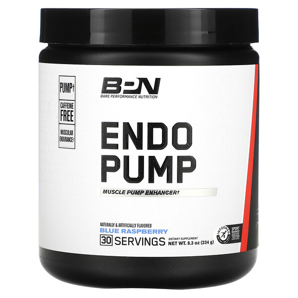 Endo Pump, Усилитель мышечной накачки, голубая малина, 8,3 унции (234 г) Bare Performance Nutrition