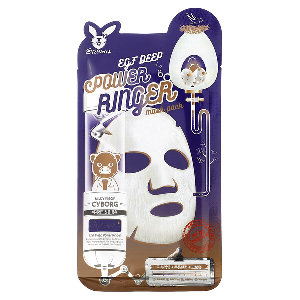 Milky Piggy Cyborg, Набор косметических масок EGF Deep Power Ringer, 1 тканевая маска, 23 мл (0,78 жидк. унции) Elizavecca