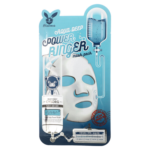 Milky Piggy Cyborg, Aqua Deep Power, набор косметических масок Ringer, 1 тканевая маска, 0,78 жидк. унции (23 мл) Elizavecca
