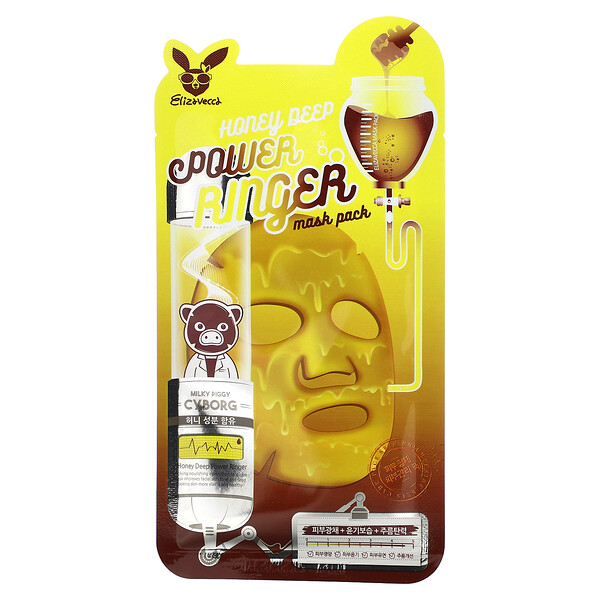 Milky Piggy Cyborg, Набор косметических масок Honey Deep Power Ringer, 1 тканевая маска, 0,78 жидк. унции (23 мл) Elizavecca