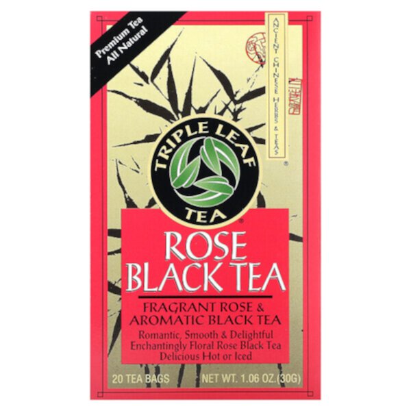 Rose Black Tea, 20 Tea Bags, 1.06 oz (30 g) Triple Leaf Tea
