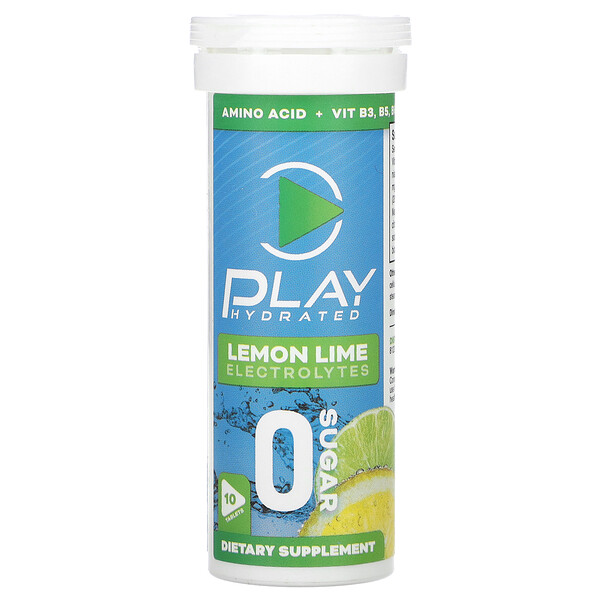 Электролиты, Лимон-Лайм, 10 таблеток Play Hydrated