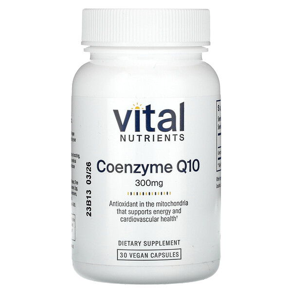Коэнзим Q10, 300 мг, 30 веганских капсул Vital Nutrients