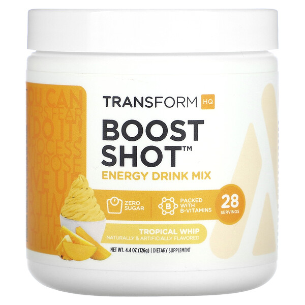 Boost Shot, Смесь энергетического напитка, тропический кнут, 4,4 унции (126 г) TransformHQ