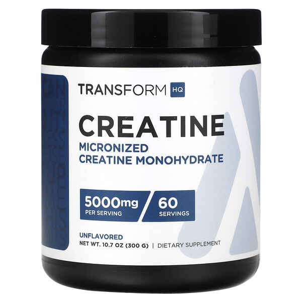 Креатин, без вкуса, 5000 мг, 10,7 унции (300 г) TransformHQ