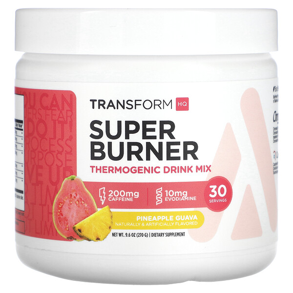 Super Burner, Термогенная смесь для напитков, ананасовая гуава, 9,6 унций (270 г) TransformHQ
