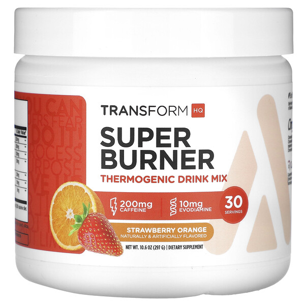Super Burner, Термогенная смесь для напитков, клубника и апельсин, 10,6 унций (297 г) TransformHQ