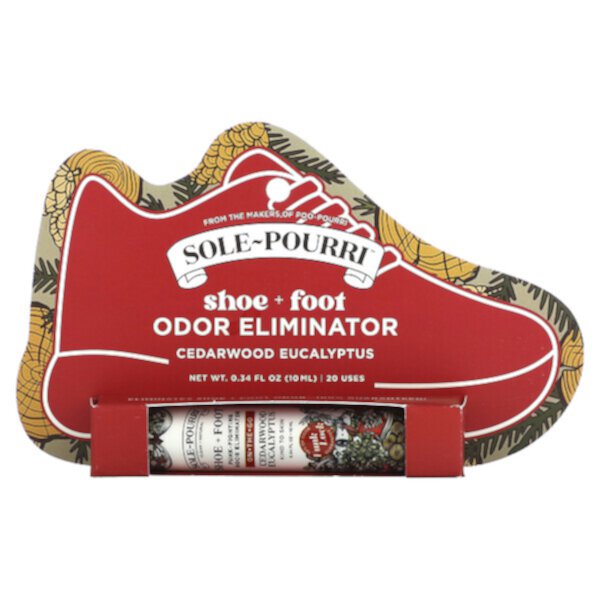 Sole-Pourri, Shoe+ Foot, средство для устранения неприятного запаха, кедровый эвкалипт, 0,34 жидк. (10 мл) Poo-Pourri