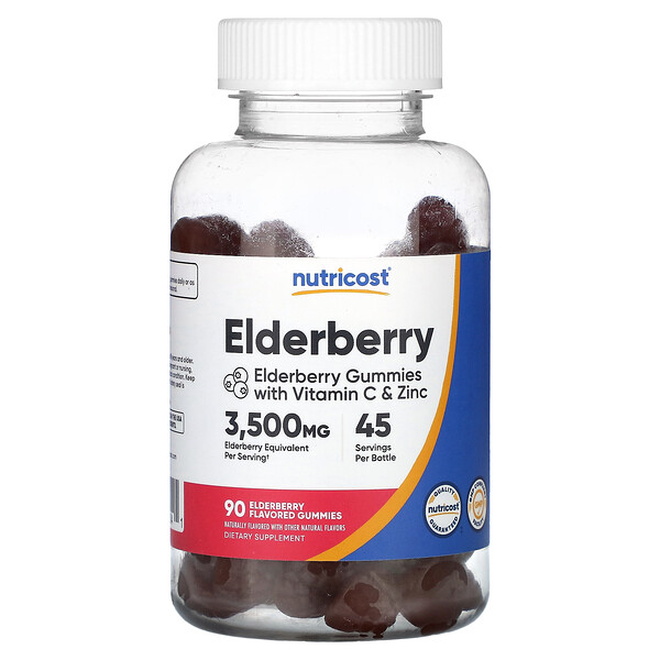 Elderberry, 90 Flavored Gummies (Жевательные конфеты) Nutricost