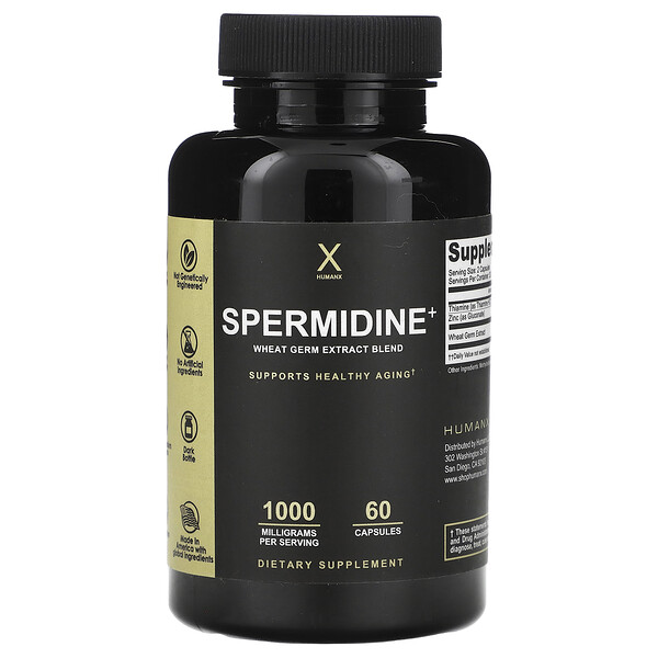 Spermidine+, Смесь экстрактов зародышей пшеницы, 1000 мг, 60 капсул (500 мг на капсулу) Humanx