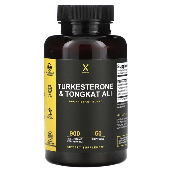 Туркестерон и Тонгкат Али, 900 мг, 60 капсул (450 мг на капсулу) Humanx