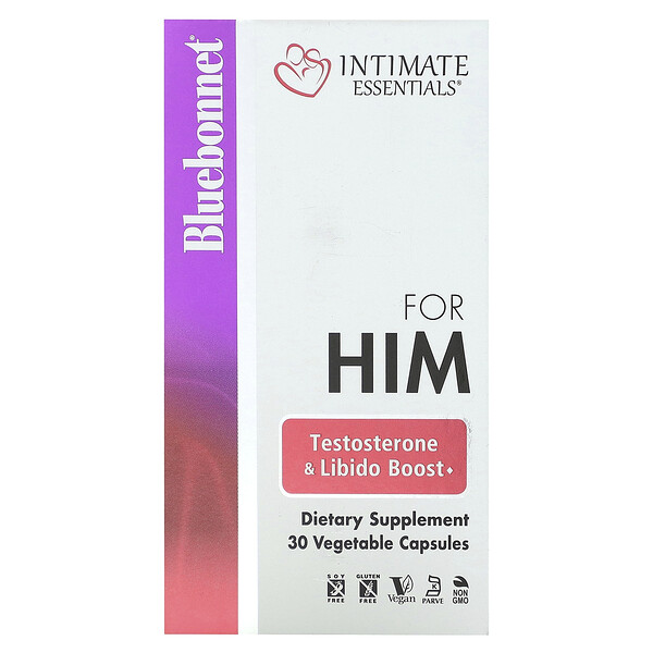 Intimate Essentials, Для него, повышение тестостерона и либидо, 30 растительных капсул Bluebonnet Nutrition