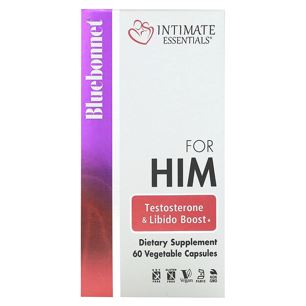 Intimate Essentials, Для него, повышение тестостерона и либидо, 60 растительных капсул Bluebonnet Nutrition