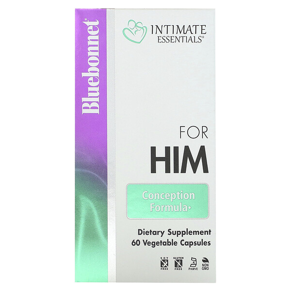 Intimates Essentials, Для него, формула зачатия, 60 растительных капсул Bluebonnet Nutrition