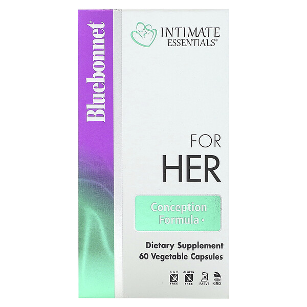 Intimate Essentials, For Her, Conception Formula, 60 Vegetable Capsules Bluebonnet Nutrition