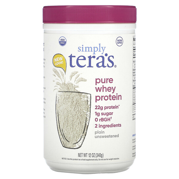 Pure Whey Protein, обычный, несладкий, 12 унций (340 г) Simply Tera's