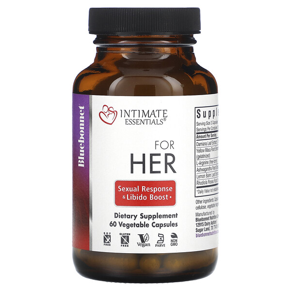 Intimate Essentials, For Her, Sexual Response & Libido Boost, 60 Vegetable Capsules Bluebonnet Nutrition