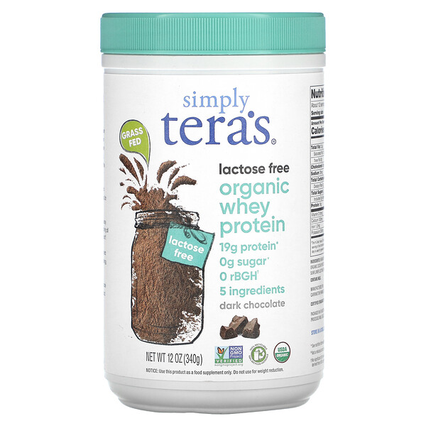 Органический сывороточный протеин, темный шоколад, 12 унций (340 г) Simply Tera's