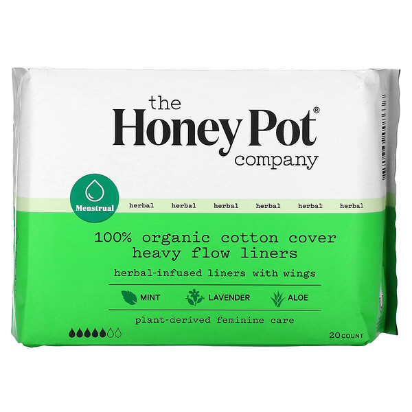 Прокладки Heavy Flow из 100% органического хлопка, 20 шт. The Honey Pot