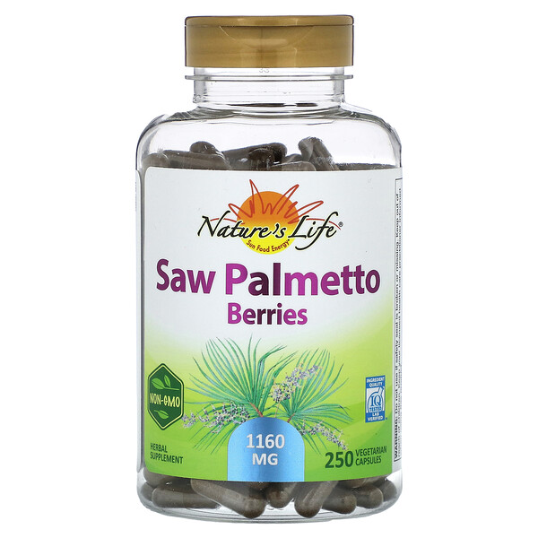 Saw Palmetto Berries, 580 mg, 250 Vegetarian Capsules (Вегетарианские капсулы) Nature's Life