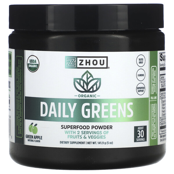 Organic Daily Greens, Green Apple, 5 oz (Унции) (141.9 g) Zhou