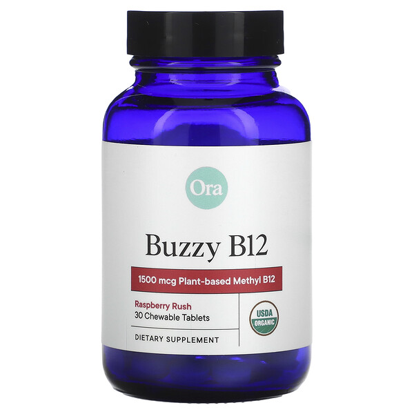 Buzzy B12, Raspberry Rush, 1500 мкг, 30 жевательных таблеток ORA