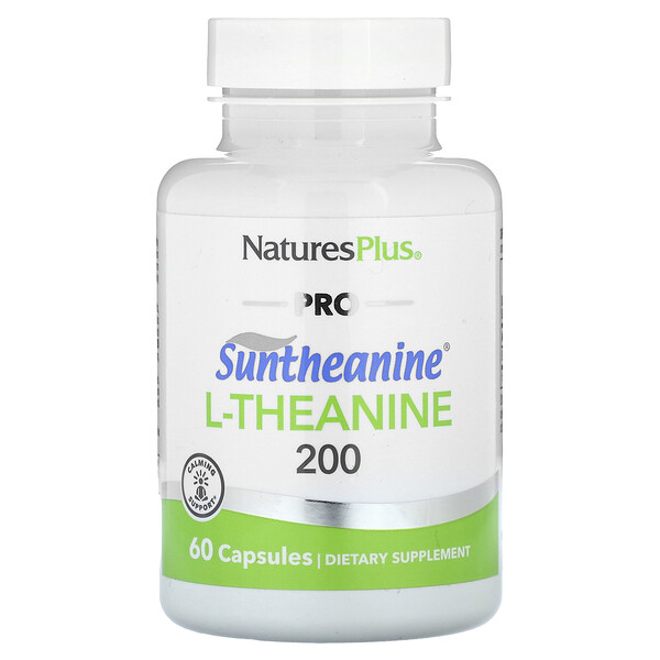 Pro, Suntheanine L-Theanine 200, 100 mg, 60 Capsules (Капсулы) NaturesPlus