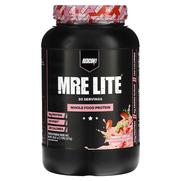 MRE Lite, Цельнопищевой белок, клубничное песочное печенье, 1,92 фунта (870 г) Redcon1