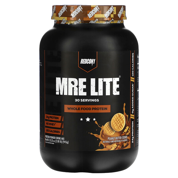 MRE Lite, Цельнопищевой белок, печенье с арахисовым маслом, 2,08 фунта (945 г) Redcon1