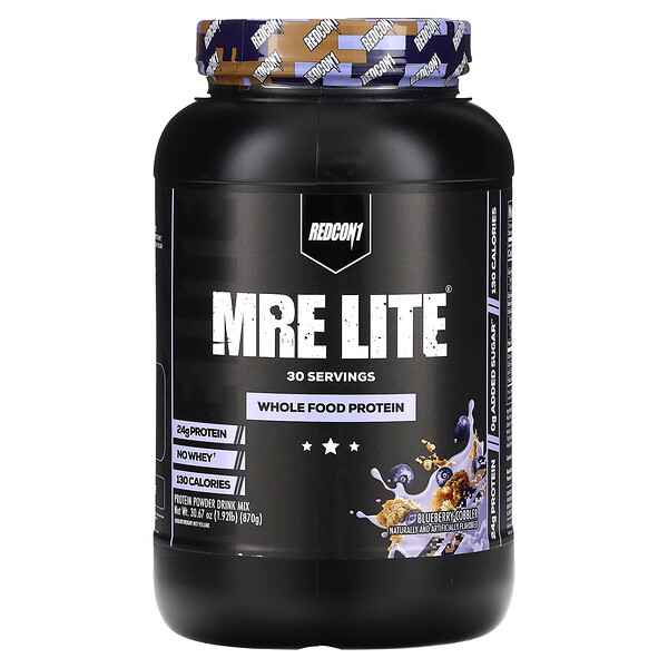 MRE Lite, Цельнопищевой белок, черничный коблер, 1,92 фунта (870 г) Redcon1