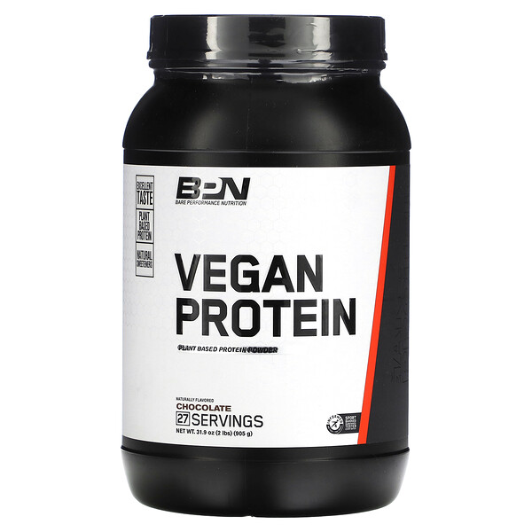 Vegan Protein, Протеиновый порошок растительного происхождения, шоколад, 2 фунта (905 г) Bare Performance Nutrition