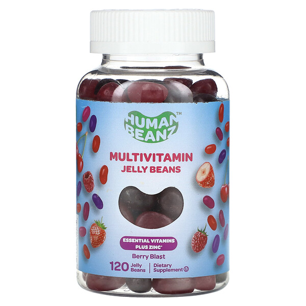 Мультивитаминные желейные бобы, Berry Blast, 120 желейных бобов Human Beanz